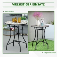 Stijlvolle Outsunny Ronde Tuintafel met Keramisch Mozaïekblad in Groen, Beige en Wit - Ø60 cm(m-5)