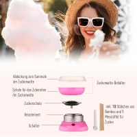 HOMCOM Zuckerwattemaschine für Zuhause Cotton Candy Machine Zuckerwatte Maschine mit Stäbchen und Messlöffel Höhe 18 cm 550W für Kinderfest, Geburtstag, Party Rosa(m-4)