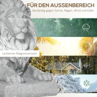 Outsunny Rzeźba Lwa, Figurka do Ogrodu, Odporna na Warunki Pogodowe, Szara(m-5)