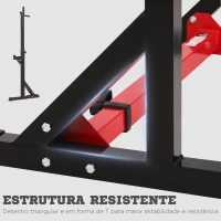 HOMCOM Suporte Ajustável para Barras de Peso Suporte Multifuncional para Exercício em Casa Escritório Carga 150kg Altura Ajustável 103-163cm Preto e Vermelho(m-5)