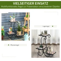 Otusunny Plantenetagere bloemenrek mozaïek plat stevig onderhoudsvriendelijk zwart(m-4)