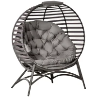 Outsunny Opvouwbare Tuinstoel - 2 Zitplaatsen, Met Kussen, voor Tuin en Terras, Ideaal voor Gezinnen, zandbruin(m-1)