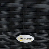 Outsunny Set 7 Piese Living pentru Exterior din PE Rattan cu Canapea Puf Masuta Negru si Kaki(m-8)