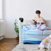 HOMCOM 31" Freestanding Tower Fan, 3 Speed 3 Mode, 7.5H Timer, Oscillating, LED Panel, Remote Control, 31 Inch Standing Fan, White(m-15)