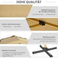 Outsunny Parasol 295x295cm In hoogte verstelbare zweefparasol met parasolvoet(m-4)