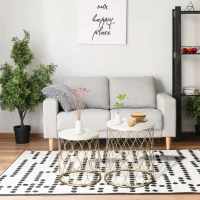 Outsunny Set van 2 Tuintafel Bijzettafels Salontafels Retro Draadmand Metalen Mand Tuin Nesttafel Tuinmeubelen Buiten Balkon Staal Goud + Wit Ø41 x 46 cm(m-10)