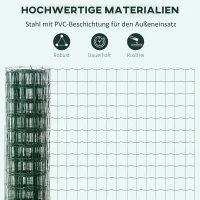 Outsunny Gartenzaun 10 x 1,5 m Volierendraht Maschendraht Drahtzaun Drahtgitter Gartenzaun Rolle Masche stark Stahl Grün(m-5)