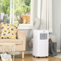 HOMCOM 7000 BTU Air Conditioning Unit, 3-in-1 Portable Air Conditioner, Dehumidifier, Cooling Fan with 2 Speeds, 24H Timer, Remote Control, LED Display, Window Venting Kit, 15m²(m-13)