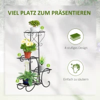 Outsunny metalen bloemenrek 4 niveaus plantenrek bloemenladder bloemenstandaard voor binnen en buiten tuinbalkon zwart 45 x 24,5 x 80 cm(m-4)