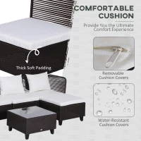 Outsunny Set Mobilier de Gradina Extern 5buc Canapele Masuta Pouf in Rattan Maro(m-5)