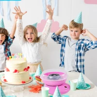 HOMCOM Zuckerwattemaschine für Zuhause Cotton Candy Machine Zuckerwatte Maschine mit Stäbchen und Messlöffel Höhe 18 cm 550W für Kinderfest, Geburtstag, Party Rosa(m-2)