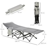 Outsunny opklapbaar campingbed 188 cm x 64,5 cm x 53 cm(m-3)