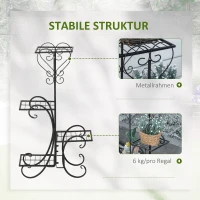 Outsunny metalen bloemenrek 4 niveaus plantenrek bloemenladder bloemenstandaard voor binnen en buiten tuinbalkon zwart 45 x 24,5 x 80 cm(m-5)