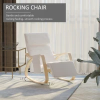 HOMCOM Rocking Lounge Chair Recliner Relaxation Lounging Relaxing Seat with Adjustable Footrest, Side Pocket and Pillow, Cream White(m-4)
