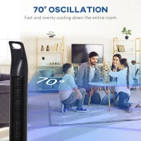 HOMCOM 36'' Freestanding Tower Fan, 3 Speed 3 Mode, 7.5h Timer, 70 Degree Oscillation, LED Panel, 5M Remote Controller, Black(m-6)