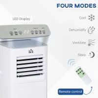 HOMCOM 7000 BTU Air Conditioning Unit, 3-in-1 Portable Air Conditioner, Dehumidifier, Cooling Fan with 2 Speeds, 24H Timer, Remote Control, LED Display, Window Venting Kit, 15m²(m-5)