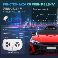 HOMCOM Masina electrica pentru copiii  37-60 luni Licenta Audi cu claxon si butoane muzicale, centuri de siguranta si faruri, PP si metal, 103x58x41 cm, rosu si negru(m-6)