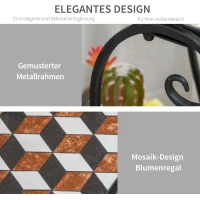 Otusunny Plantenetagere bloemenrek mozaïek plat stevig onderhoudsvriendelijk zwart(m-6)