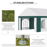 Outsunny Partyzelt, Bierzelt, abnehmbare Seitenwände, vier große Fenster, Stahl+Kunststoff, weiß+grün, 5 x 4 m(m-5)