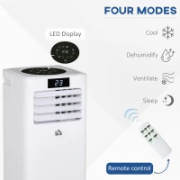 HOMCOM 7000 BTU Air Conditioner Portable AC Unit for Cooling Dehumidifying Ventilating with Remote Controller, LED Display, Timer, for Bedroom, White(m-5)