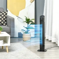 HOMCOM 31" Freestanding Tower Fan, 3 Speed 3 Mode, 7.5H Timer, Oscillating, LED Panel, Remote Control, 31 Inch Standing Fan, Black(m-12)