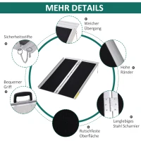 HOMCOM® Podjazd dla Wózków Inwalidzkich Rampa Wjazdowa dla Chodzików Składana Aluminium PCV(m-6)