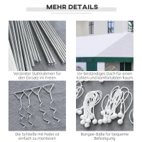 Outsunny Partyzelt, Bierzelt, abnehmbare Seitenwände, vier große Fenster, Stahl+Kunststoff, weiß+grün, 5 x 4 m(m-6)