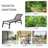 Outsunny Ligstoel tuinstoel relaxstoel 5-traps rugleuning tuinmeubel aluminium grijs(m-6)