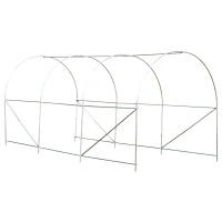 Outsunny Sera tunel cu Schelet in Otel Galvanizat si Prelata in Polietilen 6 Ferestre Infasurate Alb 4 x 2 x 2 m(m-4)