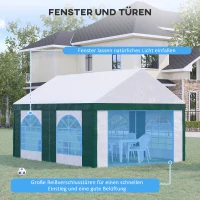 Outsunny Partyzelt, Bierzelt, abnehmbare Seitenwände, vier große Fenster, Stahl+Kunststoff, weiß+grün, 5 x 4 m(m-7)