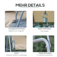 Outsunny Hollywoodschommel 2-zits tuinschommel schommel met zonnekap beige/grijs(m-6)