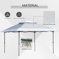 Vouwpaviljoen vouwtent roltas oxford stof 3,5 m lichtgrijs + wit(m-4)