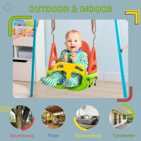 Outsunny 3-in-1 babyschommel, kinderschommel met verstelbaar touw, groen(m-7)