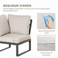 Outsunny Zestaw Mebli Ogrodowych dla 6 Osób z Sofą, Fotelami, Stolikiem, Poduszkami, Ramą z Aluminium, Kremowobiały(m-5)