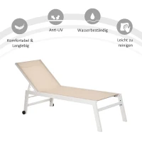 Outsunny ligbed verstelbaar aluminium crème wit 169 x 65 x 102 cm(m-4)