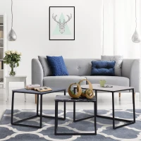 HOMCOM® 3-delige set salontafel nesttafel bijzettafel koffietafel metalen poot MDF 3 kleuren 55 x 40 x 45 cm/48 x 37 x 40 cm/41 x 34 x 35 cm | Aosom.de(m-9)