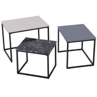 HOMCOM® 3-delige set salontafel nesttafel bijzettafel koffietafel metalen poot MDF 3 kleuren 55 x 40 x 45 cm/48 x 37 x 40 cm/41 x 34 x 35 cm | Aosom.de(m-10)