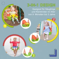 Outsunny 3-in-1 babyschommel, kinderschommel met verstelbaar touw, groen(m-4)