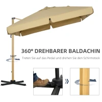Outsunny Parasol 295x295cm In hoogte verstelbare zweefparasol met parasolvoet(m-5)