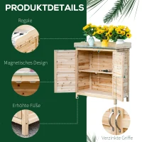 Outsunny tuinkast houten apparatuur kast kast met 2 planken nature(m-5)