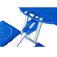 Outsunny Alu Campingtisch Picknick Bank Sitzgruppe Gartentisch mit 4 Sitzen klappbar Blau 135,5 x 84,5x 66 cm(m-7)