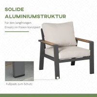 Outsunny Zestaw Mebli Ogrodowych dla 6 Osób z Sofą, Fotelami, Stolikiem, Poduszkami, Ramą z Aluminium, Kremowobiały(m-6)