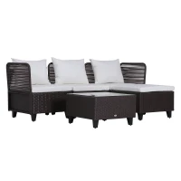 Outsunny Set Mobilier de Gradina Extern 5buc Canapele Masuta Pouf in Rattan Maro(m-1)