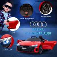 HOMCOM Masina electrica pentru copiii  37-60 luni Licenta Audi cu claxon si butoane muzicale, centuri de siguranta si faruri, PP si metal, 103x58x41 cm, rosu si negru(m-4)