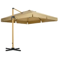 Outsunny Parasol 295x295cm In hoogte verstelbare zweefparasol met parasolvoet(m-1)