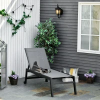Outsunny Ligstoel tuinstoel relaxstoel 5-traps rugleuning tuinmeubel aluminium grijs(m-2)