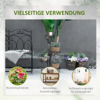 Outsunny metalen bloemenrek 4 niveaus plantenrek bloemenladder bloemenstandaard voor binnen en buiten tuinbalkon zwart 45 x 24,5 x 80 cm(m-6)