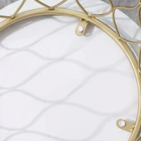 Outsunny Set van 2 Tuintafel Bijzettafels Salontafels Retro Draadmand Metalen Mand Tuin Nesttafel Tuinmeubelen Buiten Balkon Staal Goud + Wit Ø41 x 46 cm(m-8)