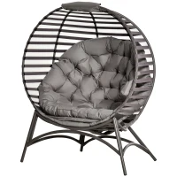 Outsunny Opvouwbare Tuinstoel - 2 Zitplaatsen, Met Kussen, voor Tuin en Terras, Ideaal voor Gezinnen, zandbruin(m-11)