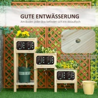 Outsunny Hochbeet 3 Etagen aus Holz mit Ablageboden & 3 Entwässerungslöchern für Garten Balkon Natur 125 x 45 x 108 cm(m-5)